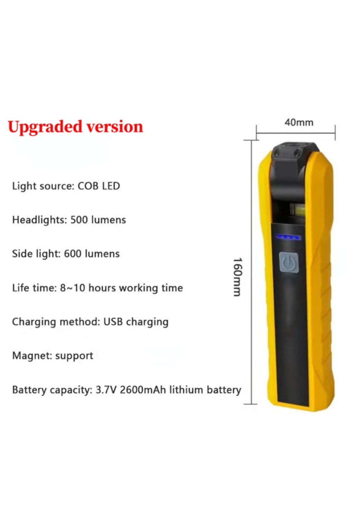 JONCELY-Upgraded Version Multifunction Portable Cob Working Light Magnetic Flashlight Led Work Lamp With Mag 1