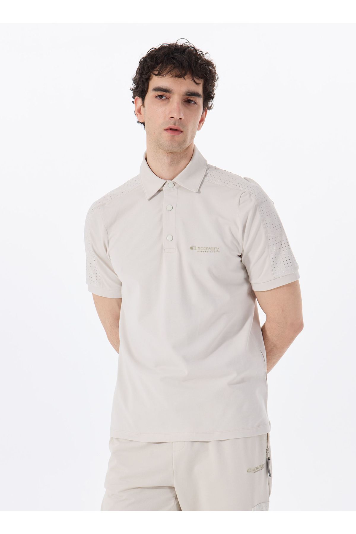 D5SM-TST3713 Taş Relaxed Düz Erkek Polo T-Shirt