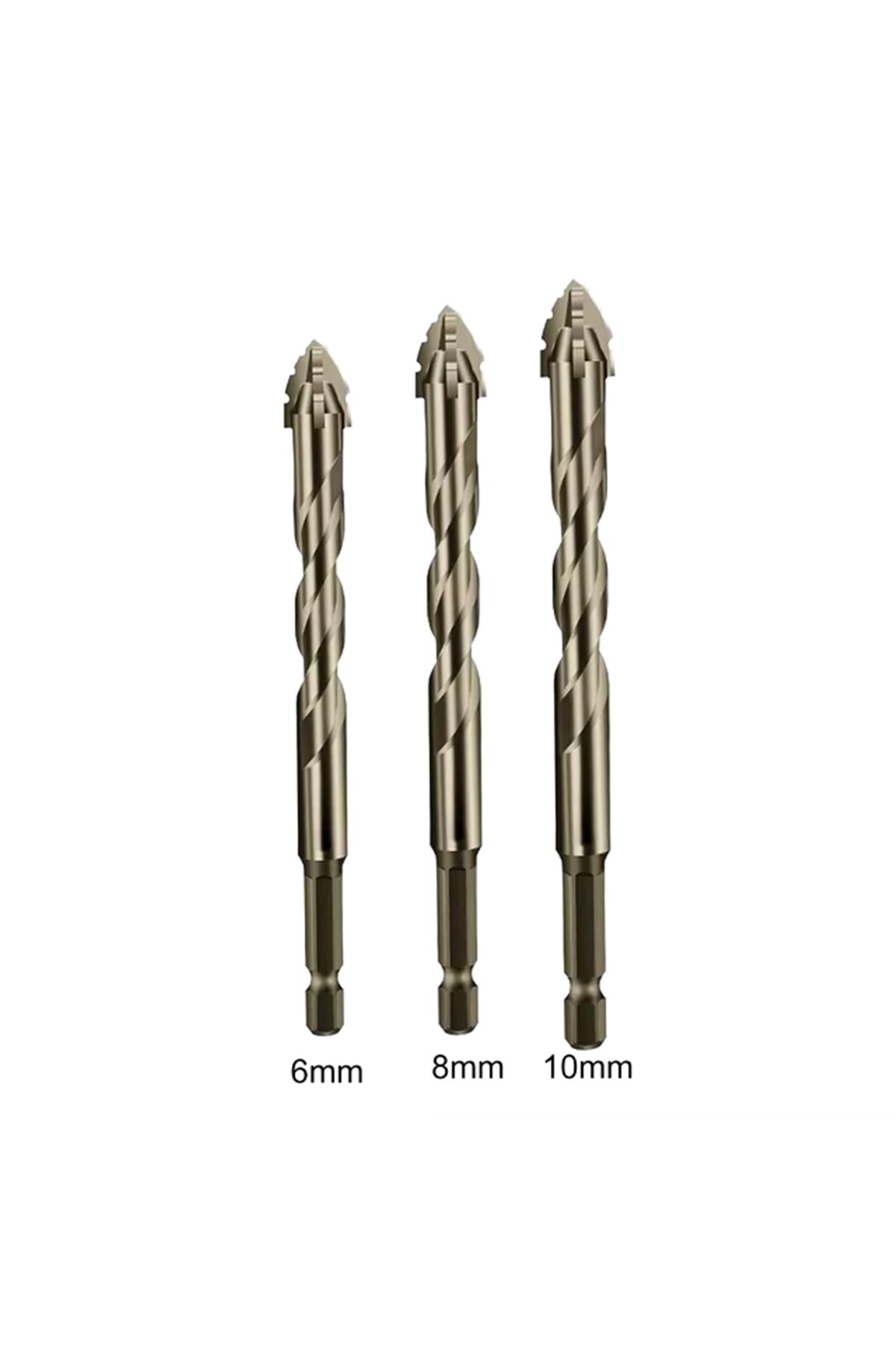 PINTUDY-3pcs 3PCS/set Eccentric Drill Bit Set Four-Edge Serrated Drill Bits High Hardness Bevel Tip Serrated 1