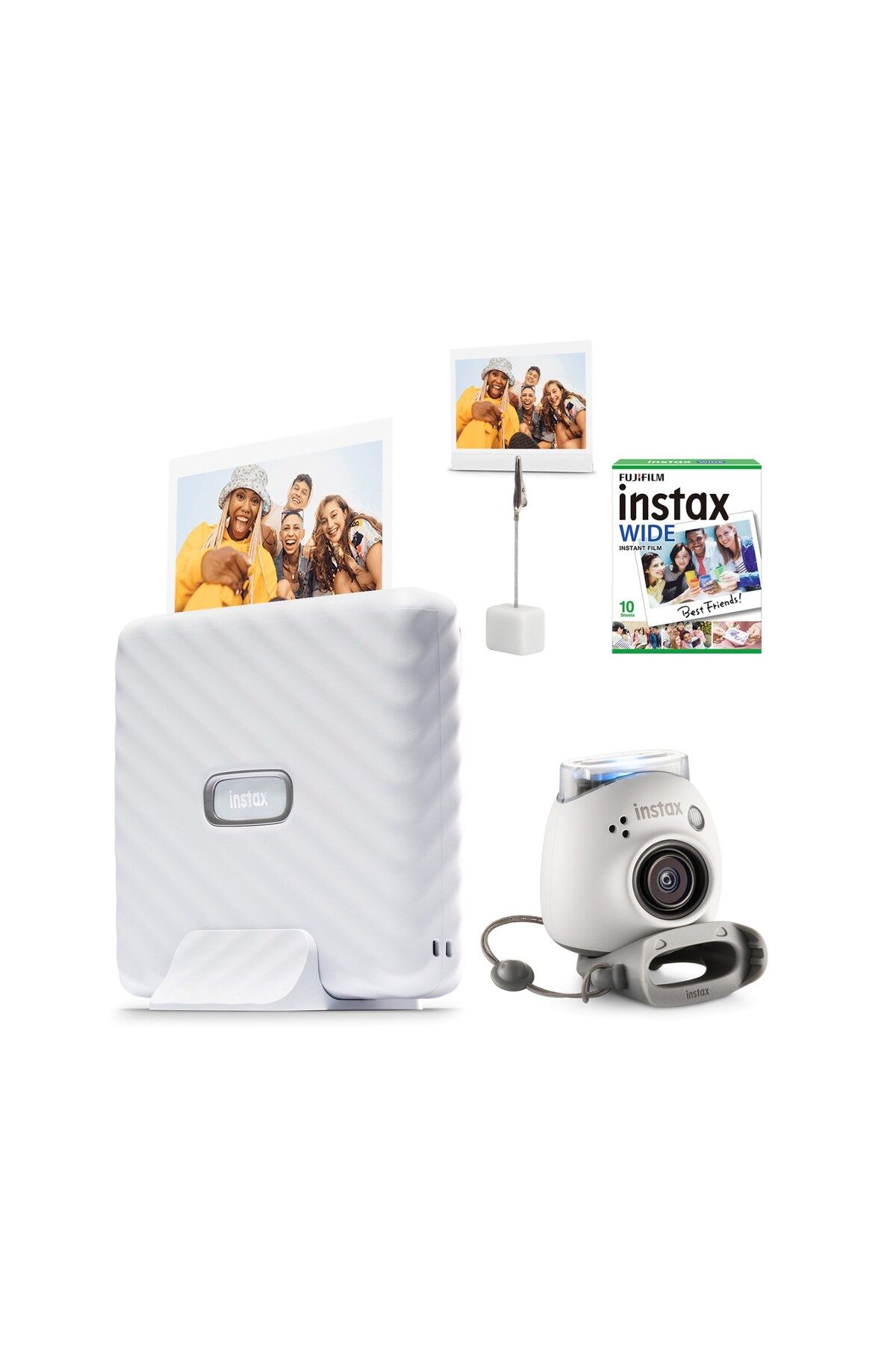 Fujifilm Instax Wide Link Beyaz Akıllı Telefon Yazıcısı + Pal Beyaz Dijital Kamera Seti
