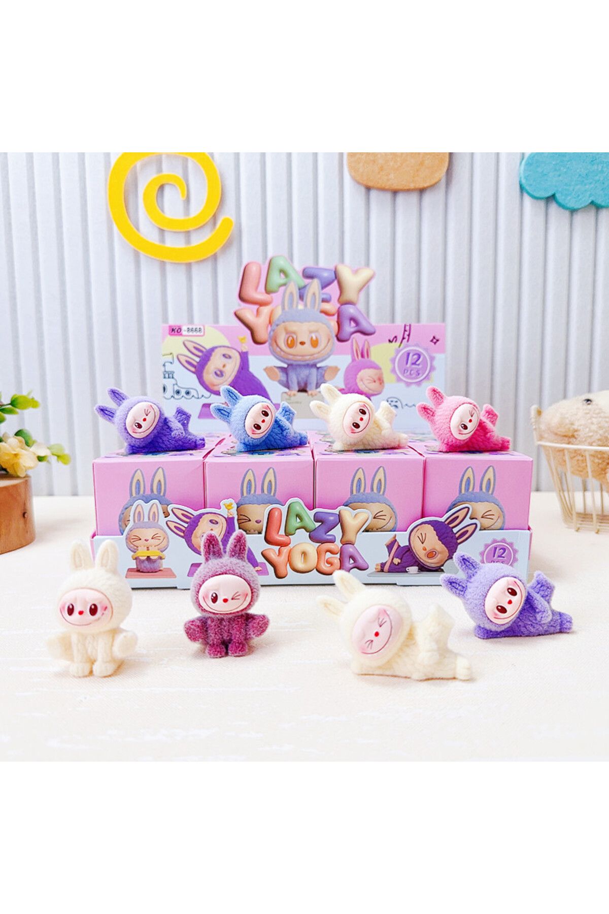 Choice-Random 1pcs New Labubu Blind Box Lazy Yoga Serise High-Value Cute Doll Desktop Ornaments Model Child 6