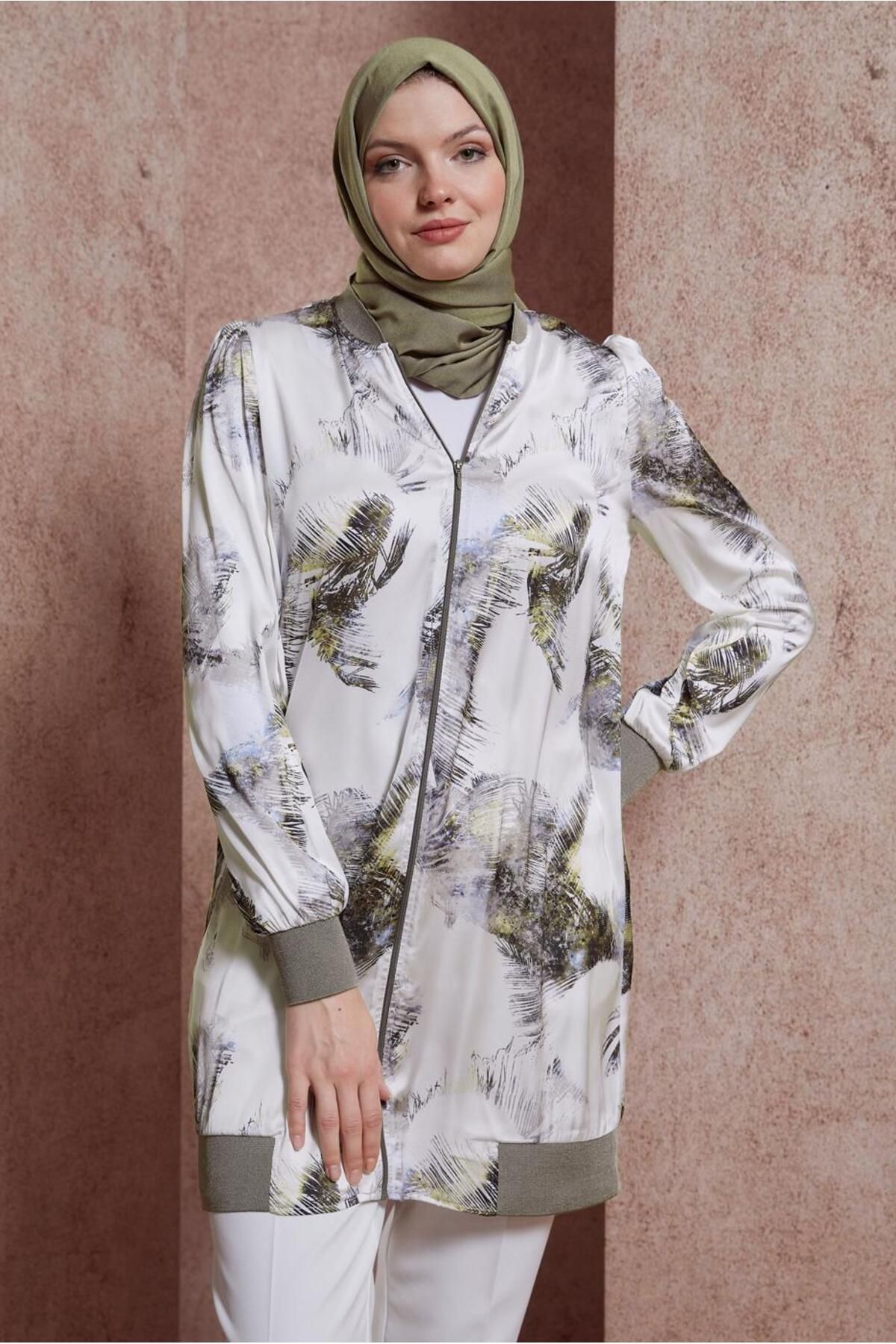 تونیک ساتن شیفون طرح دار 44571 Alvina
