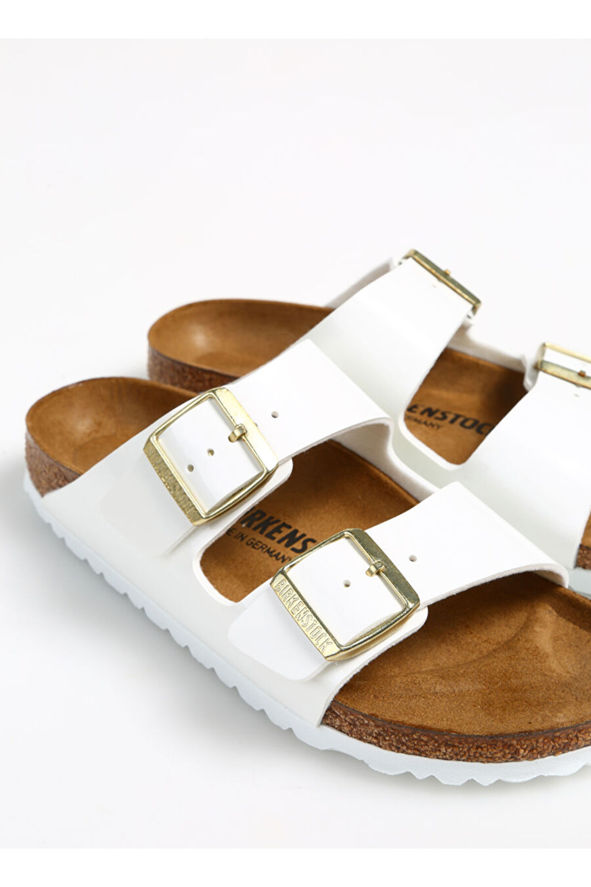 دمپایی زنانه سفید آریزونا BF PATENT بیرکن استاک دمپایی Birkenstock