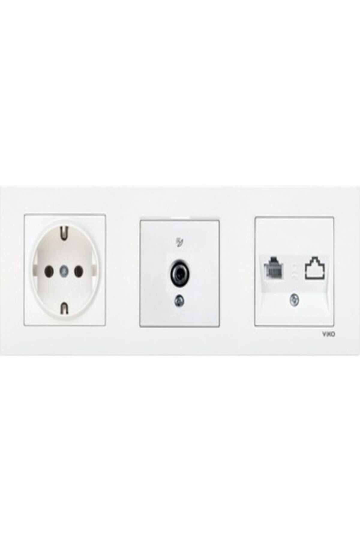 Orka Elektrik Viko Karre Beyaz 3lü Set F Connektör Uydu Prizi Numeris Telefon Topraklı Priz
