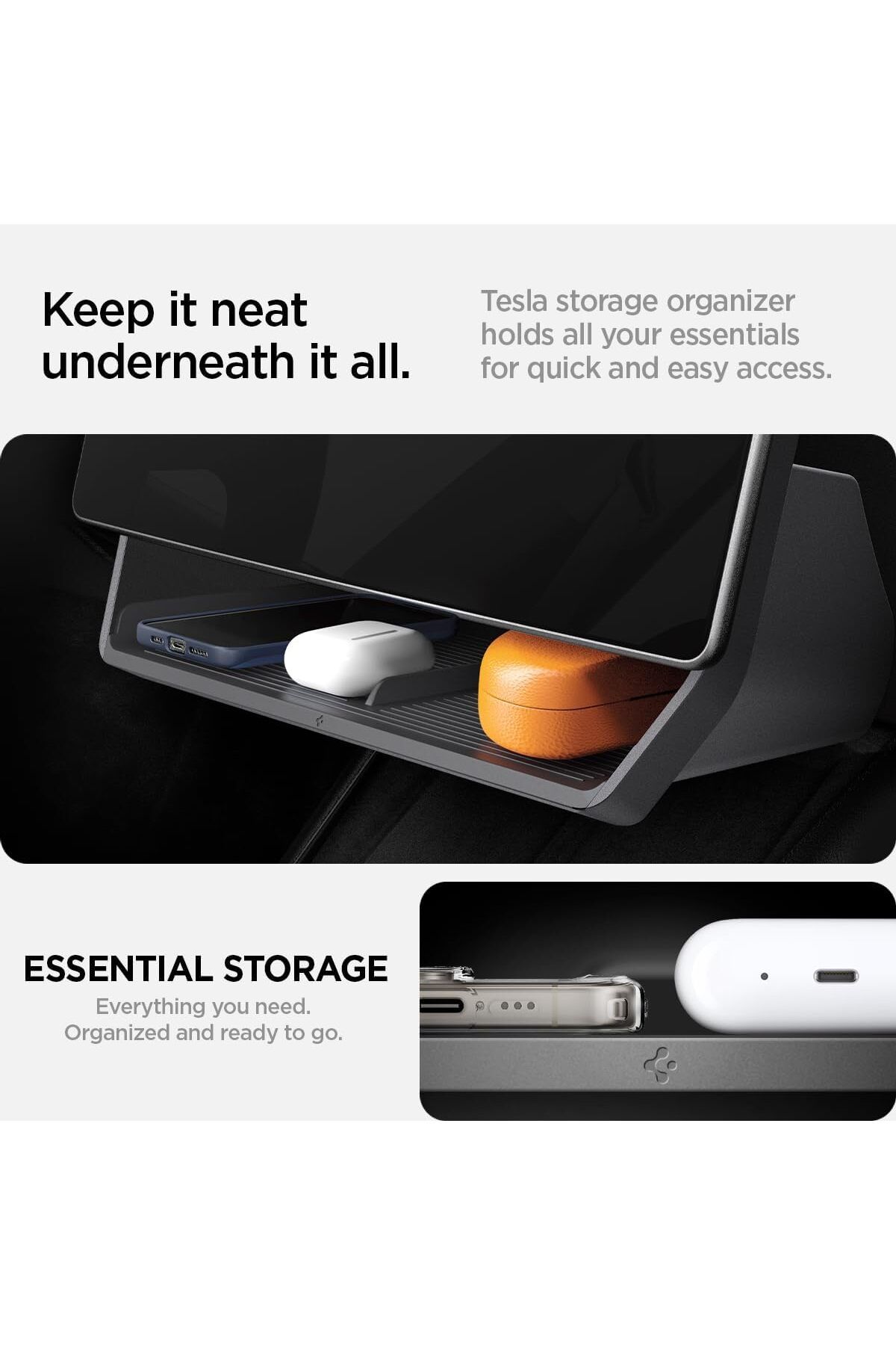 Spigen-Under Screen Storage Organizer Tesla Model Y 2025 (Juniper) and Model 3 2025/2024 (Highland) 3