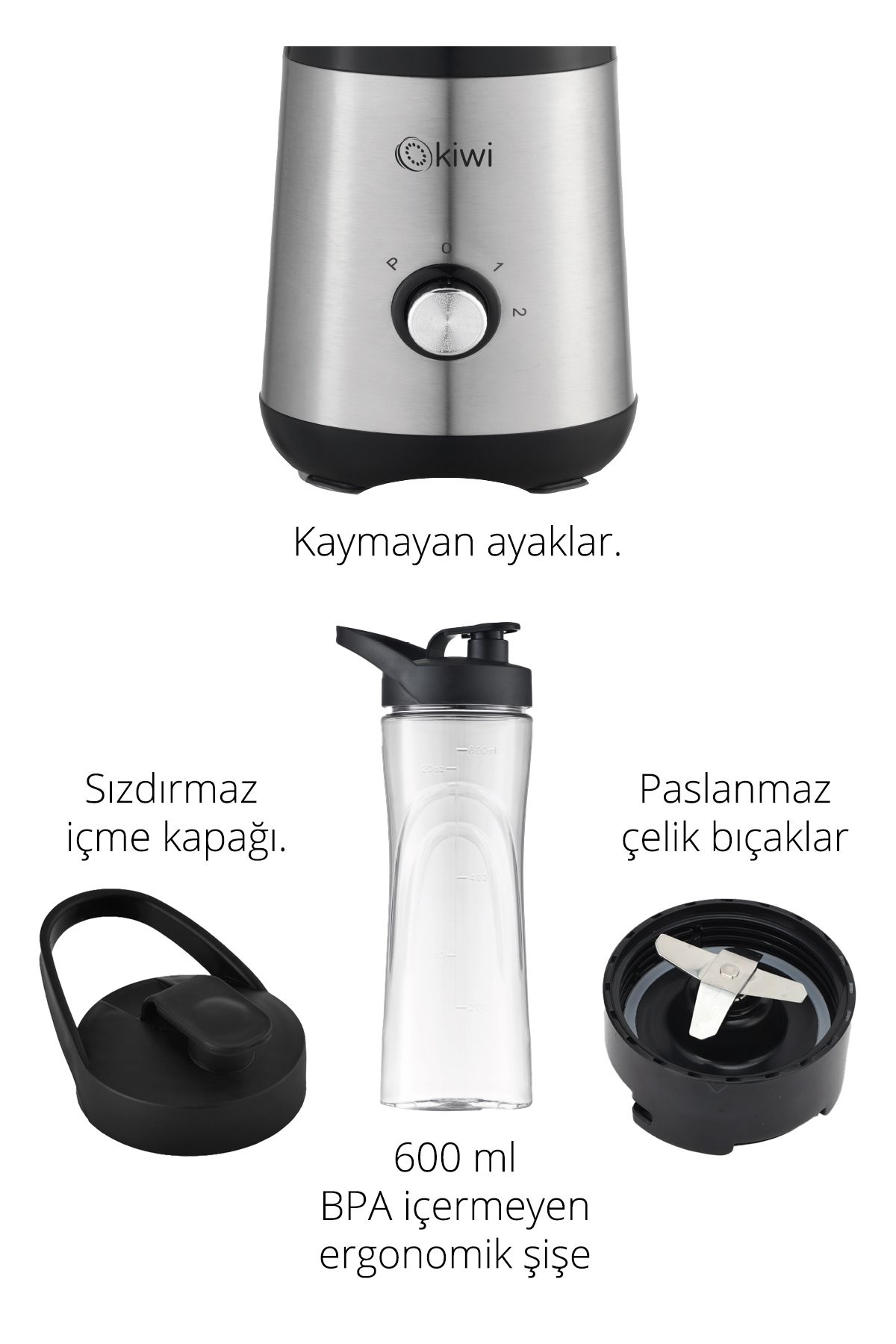 Kiwi-Ksb-2240 Stainless Steel Sports Blender with Stand - Personal Smoothie Blender with 600 ml Cup 3