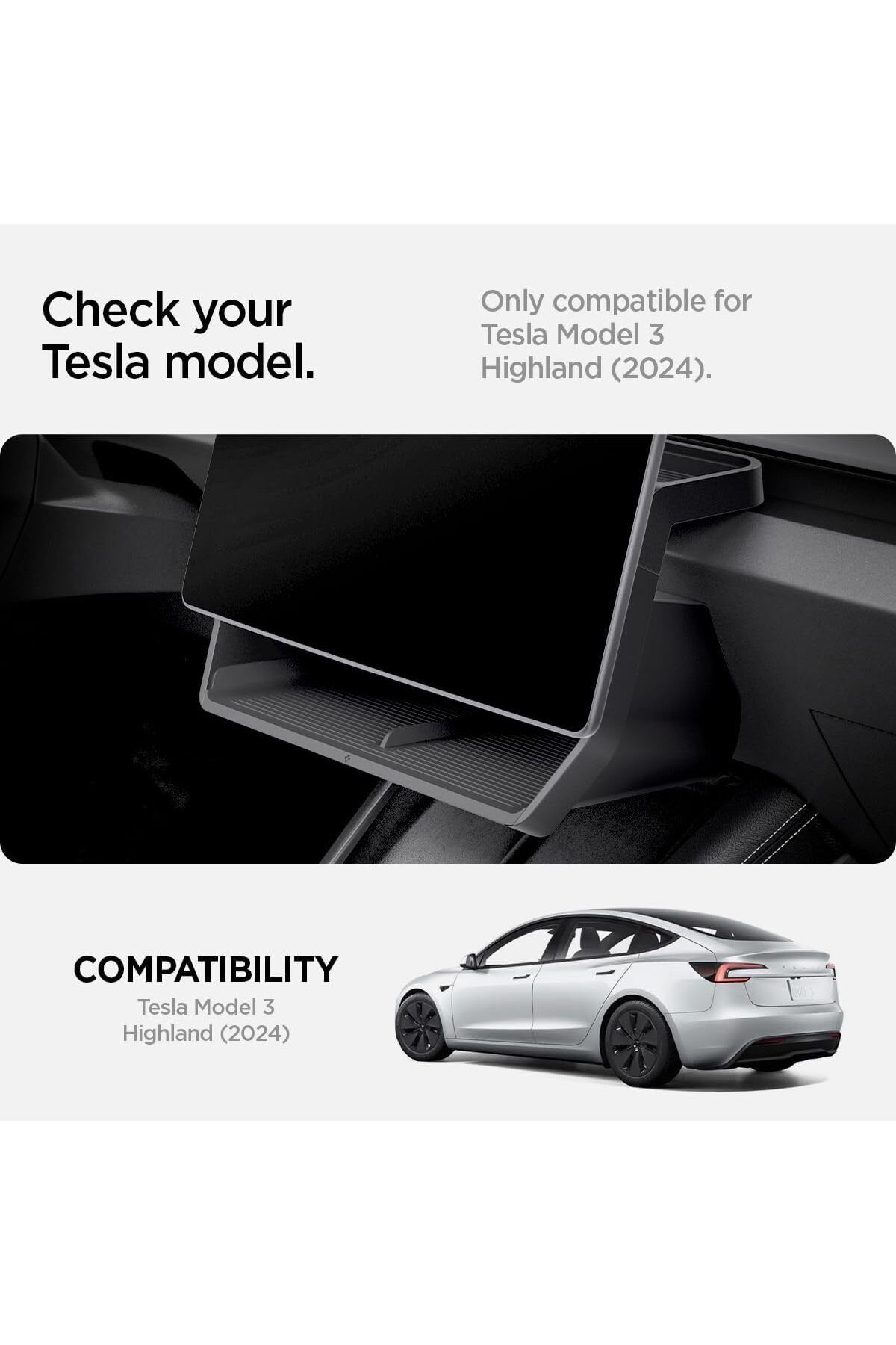 Spigen-Under Screen Storage Organizer Tesla Model Y 2025 (Juniper) and Model 3 2025/2024 (Highland) 2