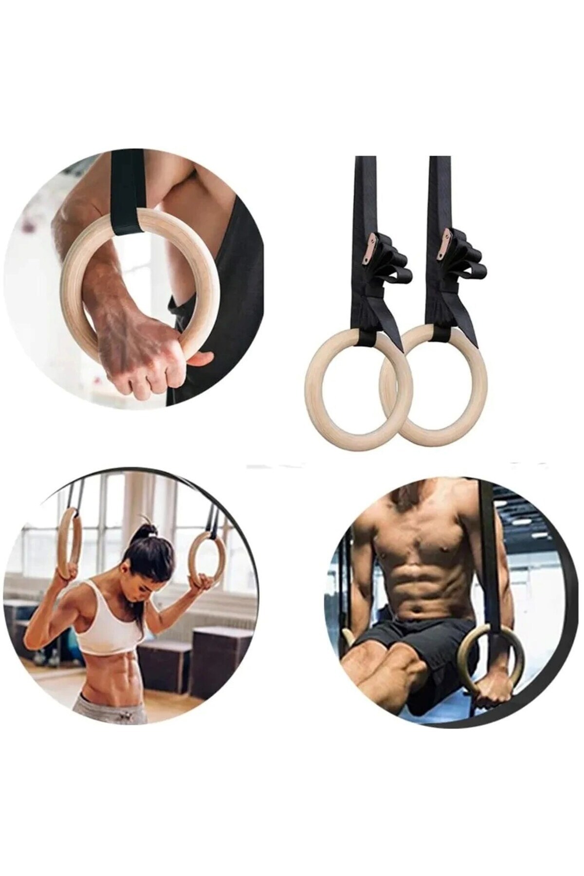 pekial CKSpor Crossfit-Jimnastik Halkası Ahşap Jimnastik Halkası CKS-94