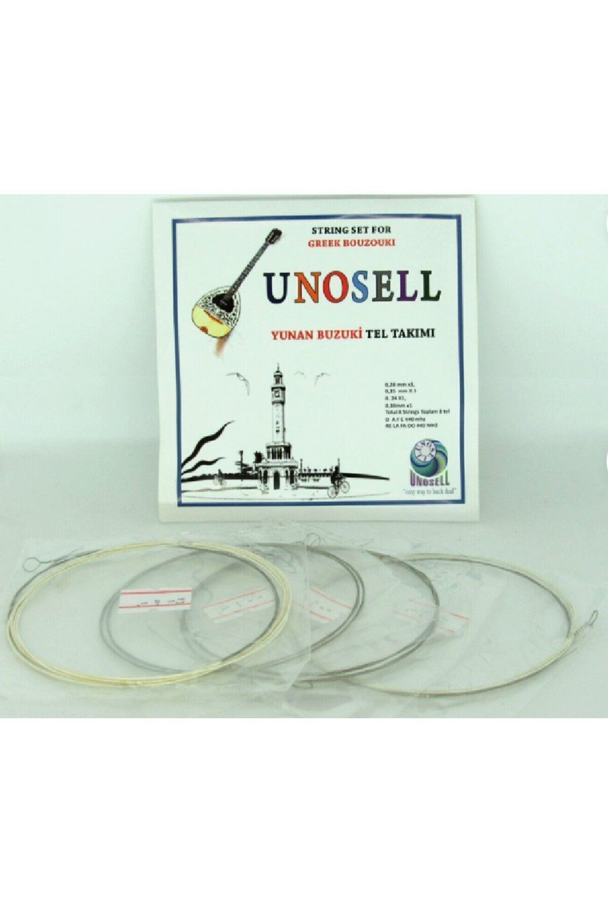 Unosell 3 Takım Buzuki Teli, 3 X String Set For Greek String Instrument Bouzouki