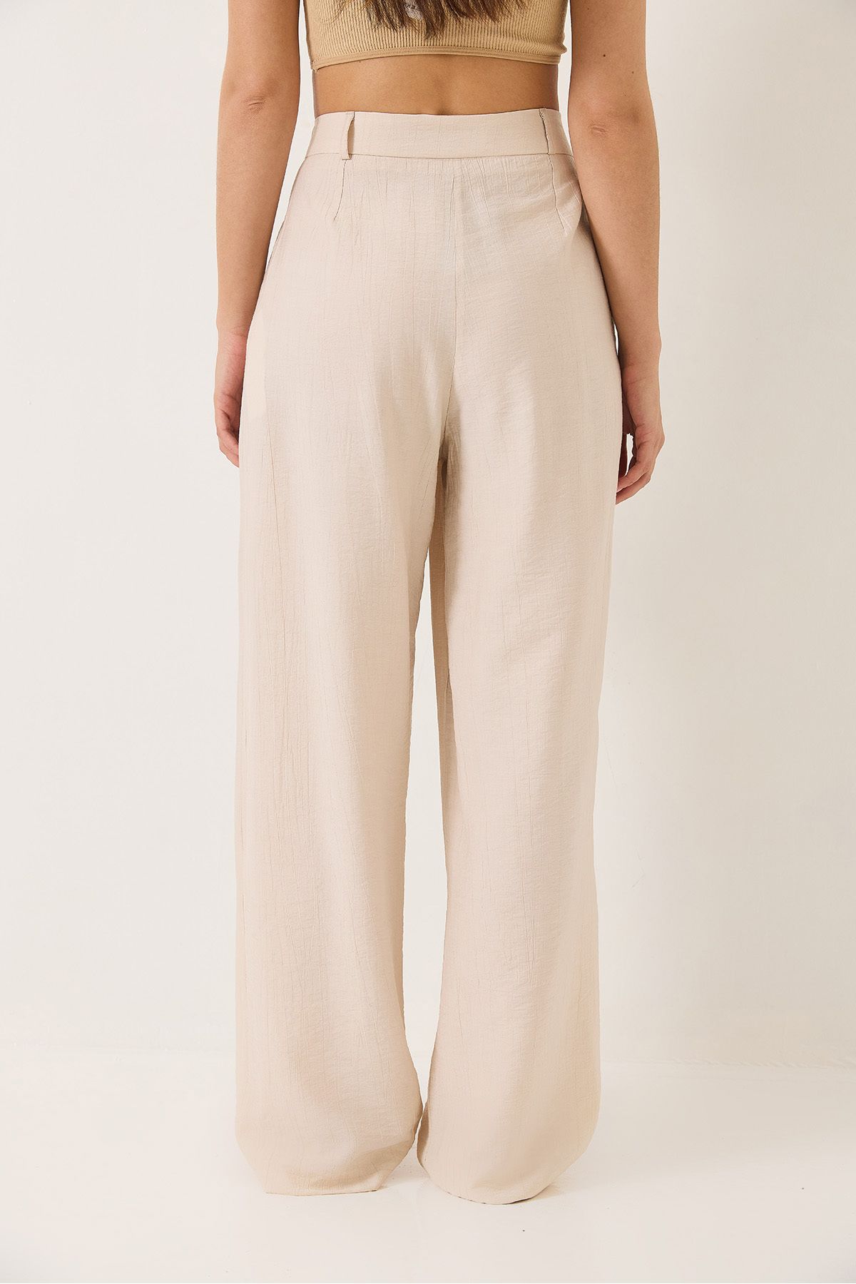 Bianco Lucci-Pantaloni de damă din stofă Palazzo cu buzunar 80115 60283049 7