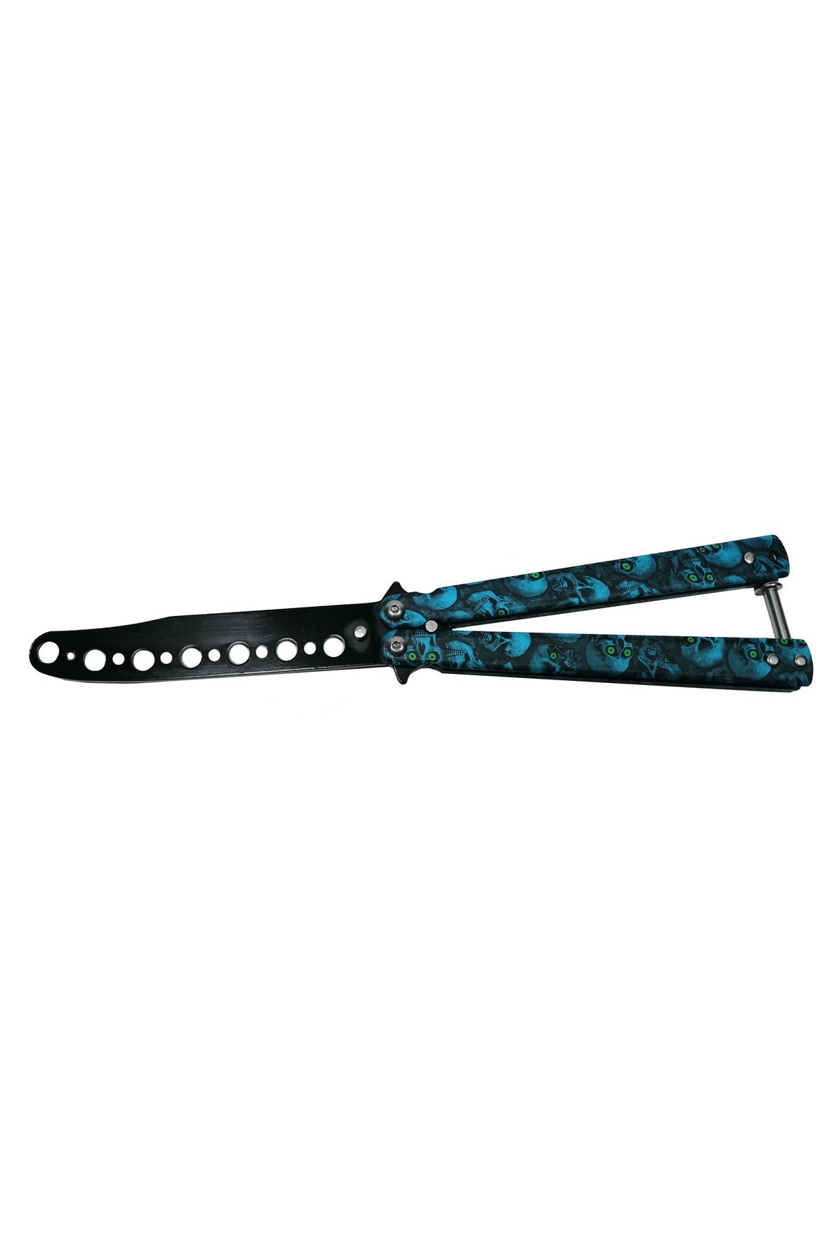 Depox Cuțit Fluture Ideallstore , Cranii Albastre Fericite, Pentru Antrenament, 22 Cm - One Size