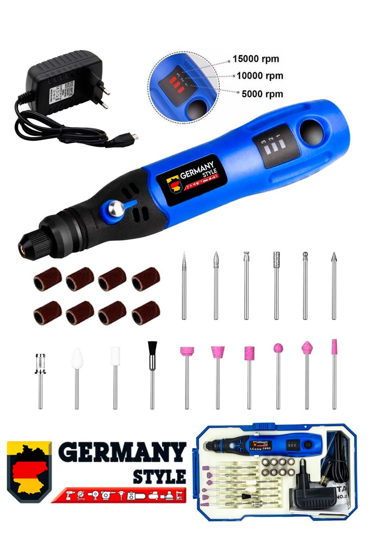 Germany Style Mini Hobi Gravür Şarjlı Taşlama Akülü 24 Parça Gravür Set