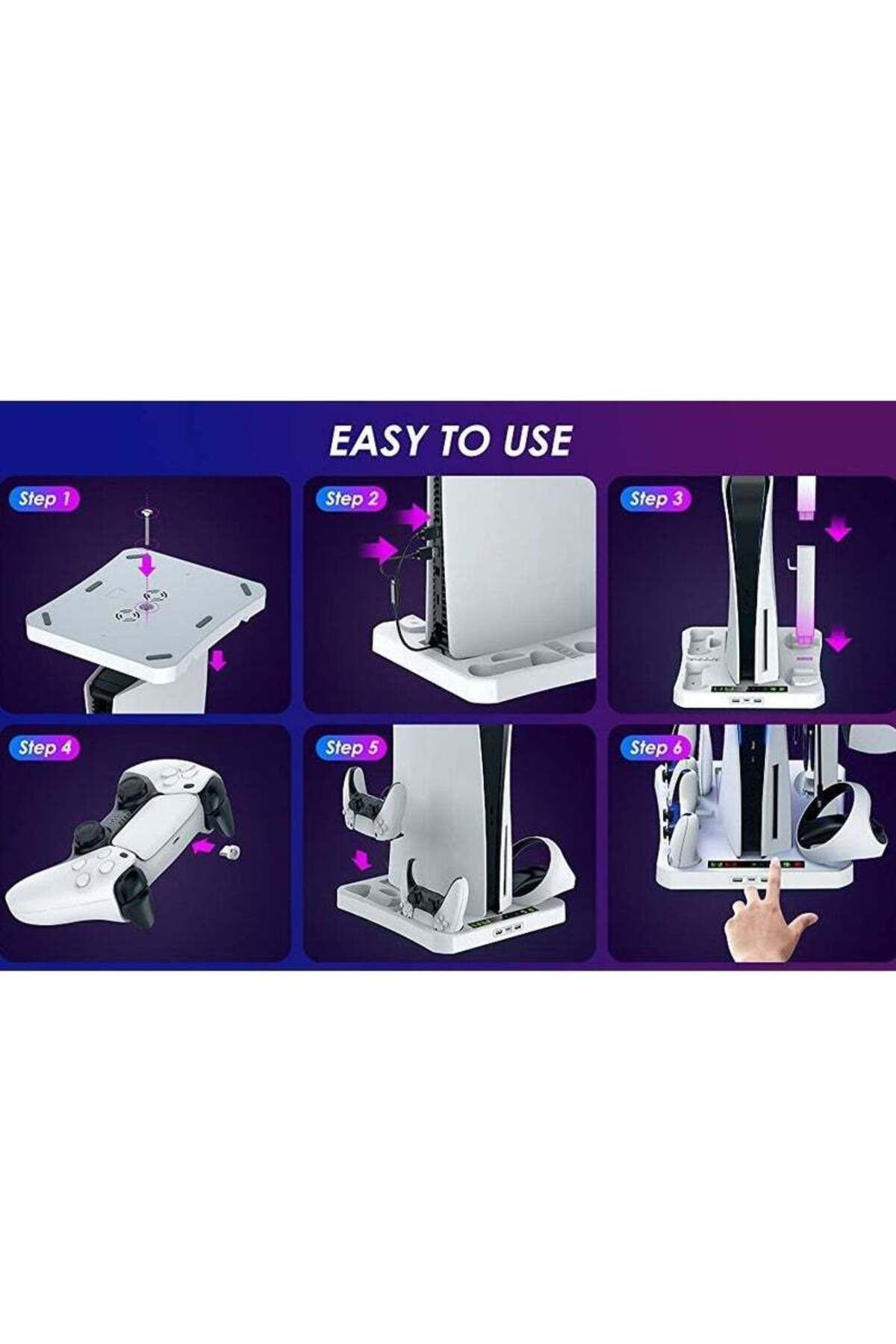 COOYA-PS5 Console Cooling Base & holder,Three-Speed Adjustable,Compact Design,2 Charging Methods 4