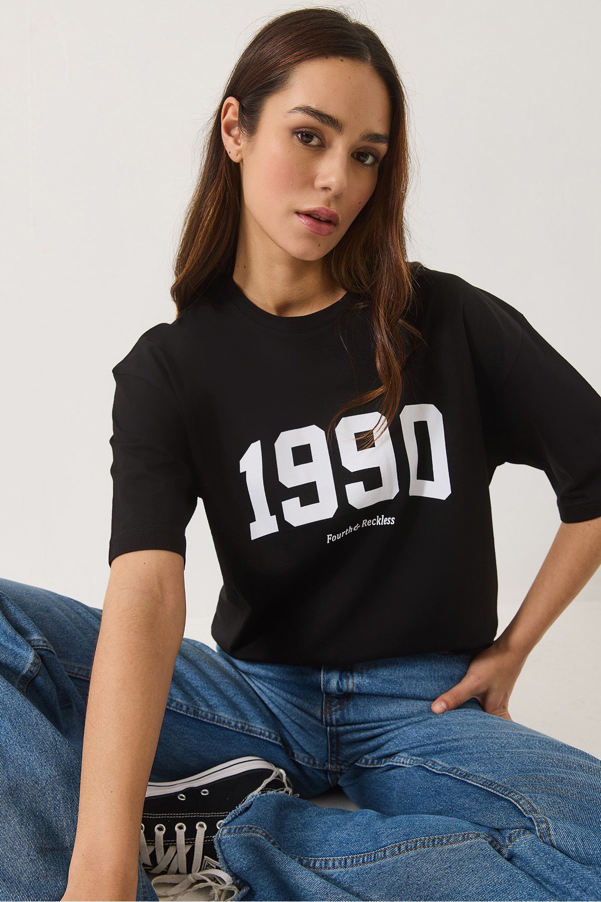 Bianco Lucci 1990 Bedrucktes Basic-t-shirt Mit Rundhalsausschnitt Und Kurzen Ärmeln In Übergröße 0266 für Damen - S