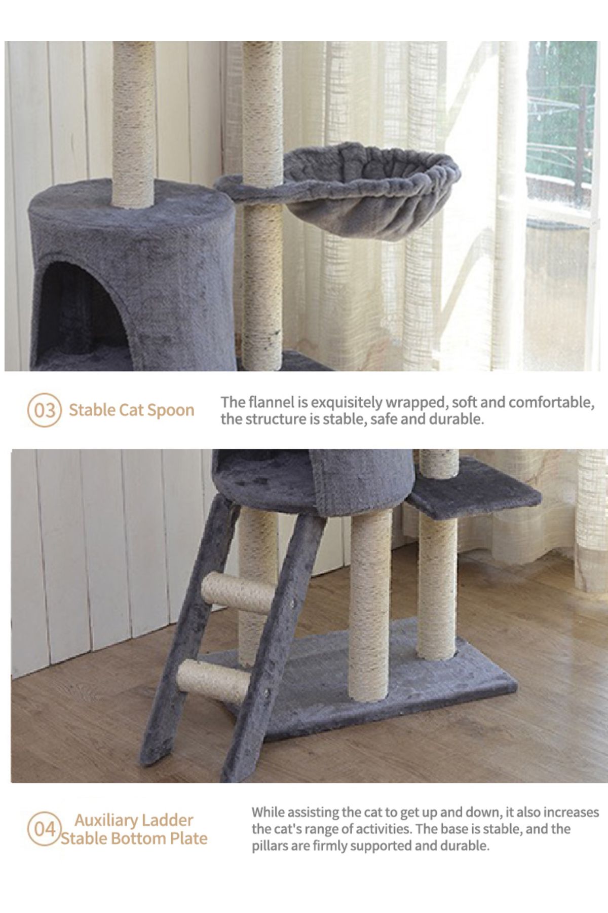 KidLe-Cat Tree Large Cat Climbing Frame Cat Nest 4