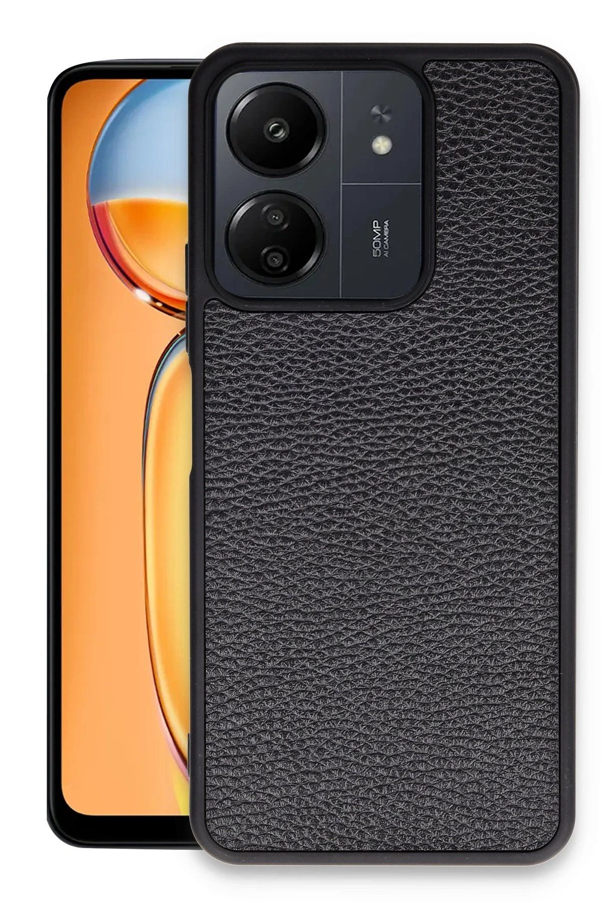 NewFace Xiaomi Redmi 13C Kılıf Aras Deri Kapak - Siyah FERRG