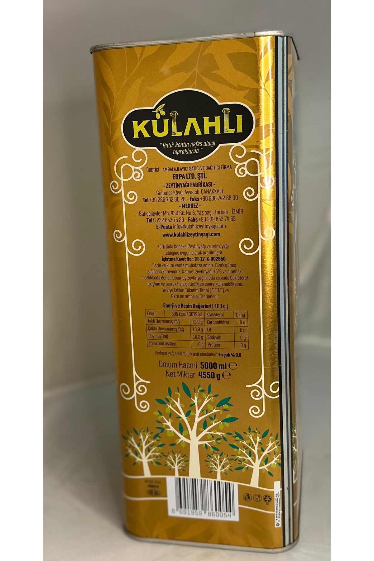 KÜLAHLI SOĞUK SIKIM ERKEN HASAT NATÜREL SIZMA ZEYTİNYAĞI 5 LT