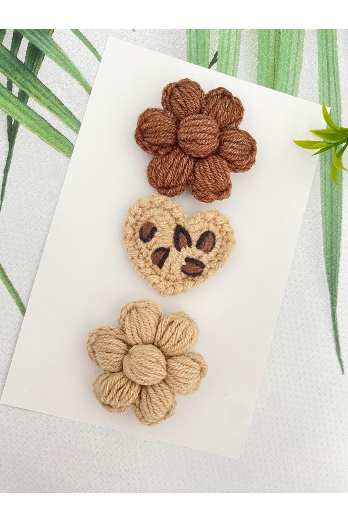 Kadın Girişimciler Atölyesi-Handmade Leopard Pattern Baby Buckle Without Hair with 3 Clips, Baby Sweetness 4