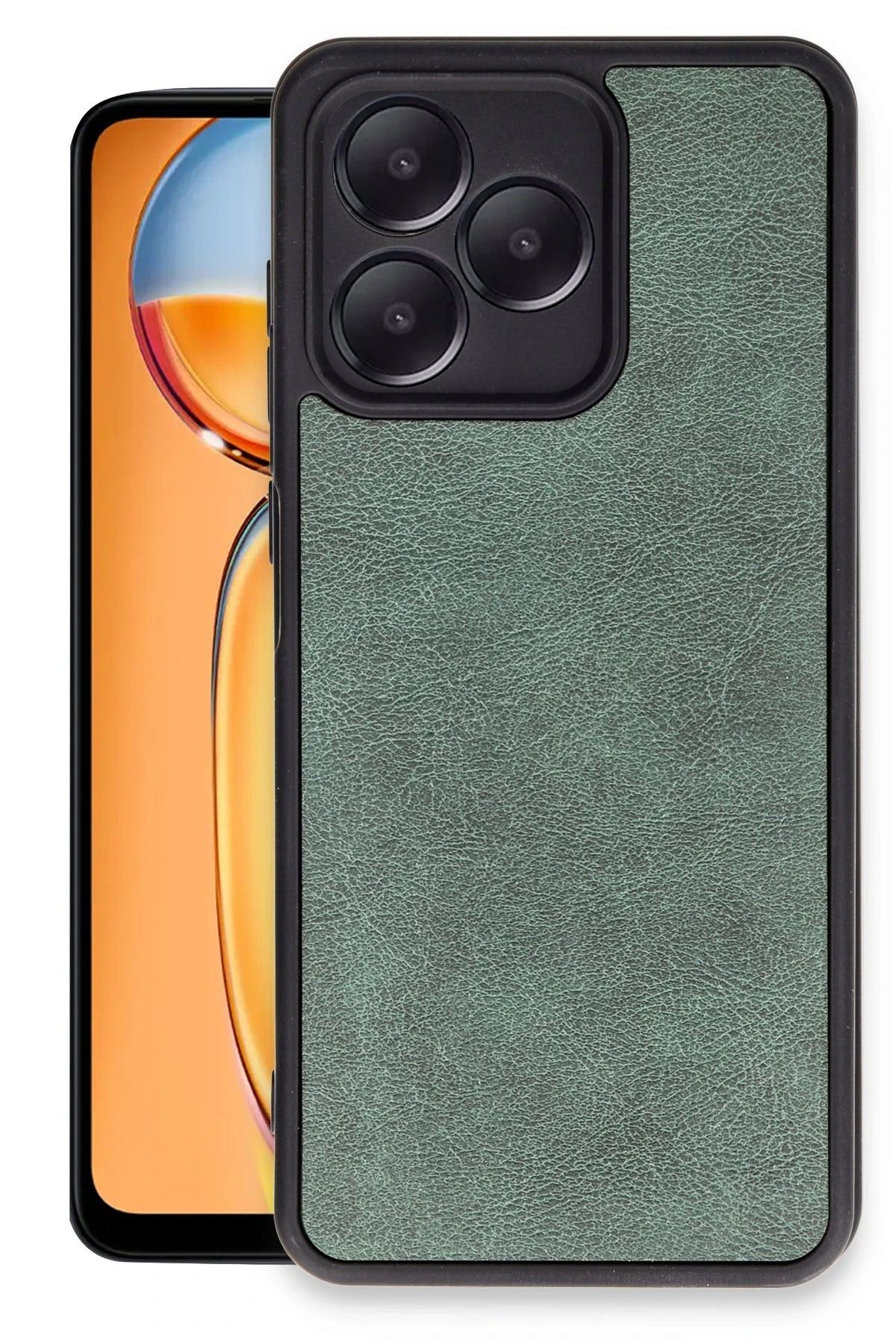 NewFace Realme Note 50 4G Kılıf Aras Deri Kapak - Koyu Yeşil HNZRN