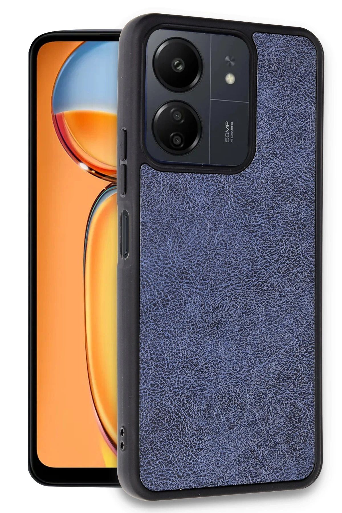 cepmoda REDMİ 13C & POCO C65 Telefon Kılıfı | Yerli, ince, Deri Kapak aR4Sv2 | LACİVERT