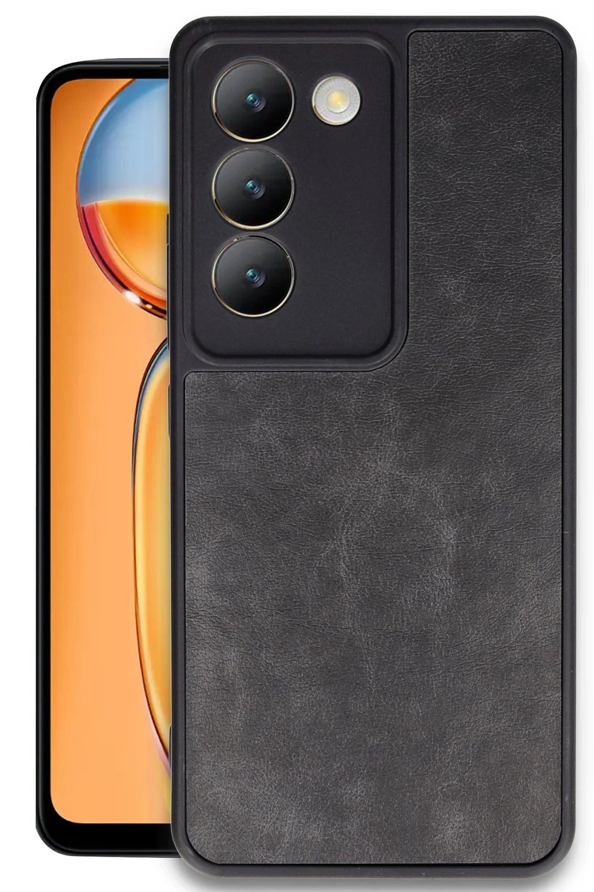 NewFace Vivo V30 Lite 4G Kılıf Aras Deri Kapak - Siyah HNZRN