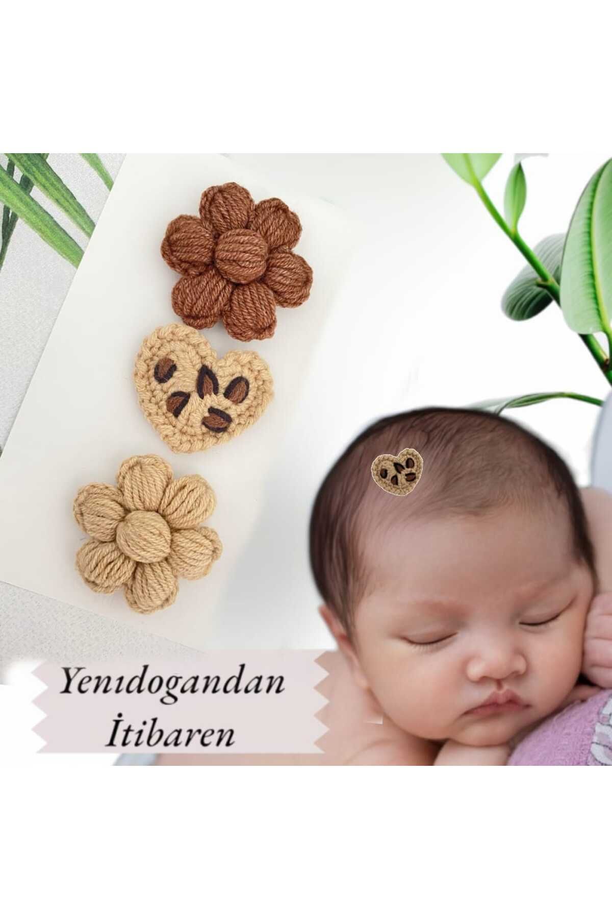 Kadın Girişimciler Atölyesi-Handmade Leopard Pattern Baby Buckle Without Hair with 3 Clips, Baby Sweetness 1