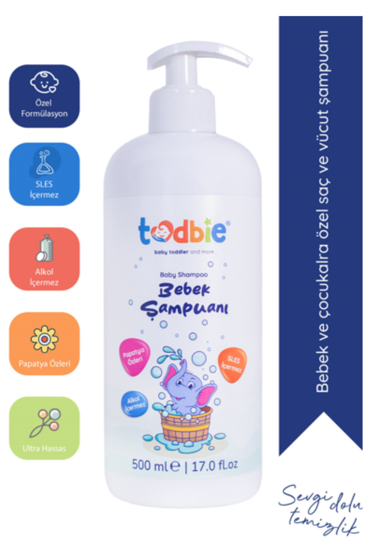 TODBİE 500 ml Bebek Ve Çocuk Şampuanı,saç&vücut,göz Yakmaz,alkolsüz,parabensiz,konak Önleyici,sles Içermez fotoğrafı 2 (önizleme)
