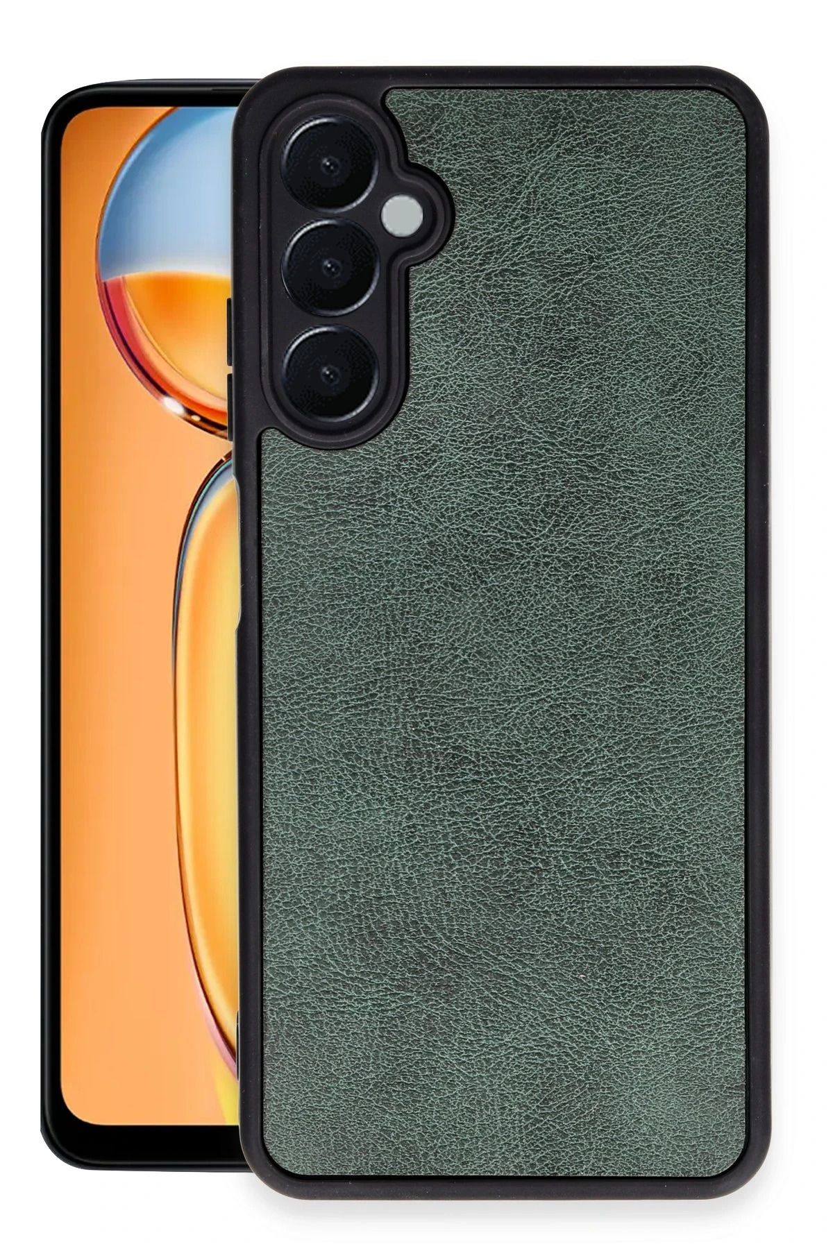 NewFace Samsung Galaxy A15 4G Kılıf Aras Deri Kapak - Koyu Yeşil YNSMR