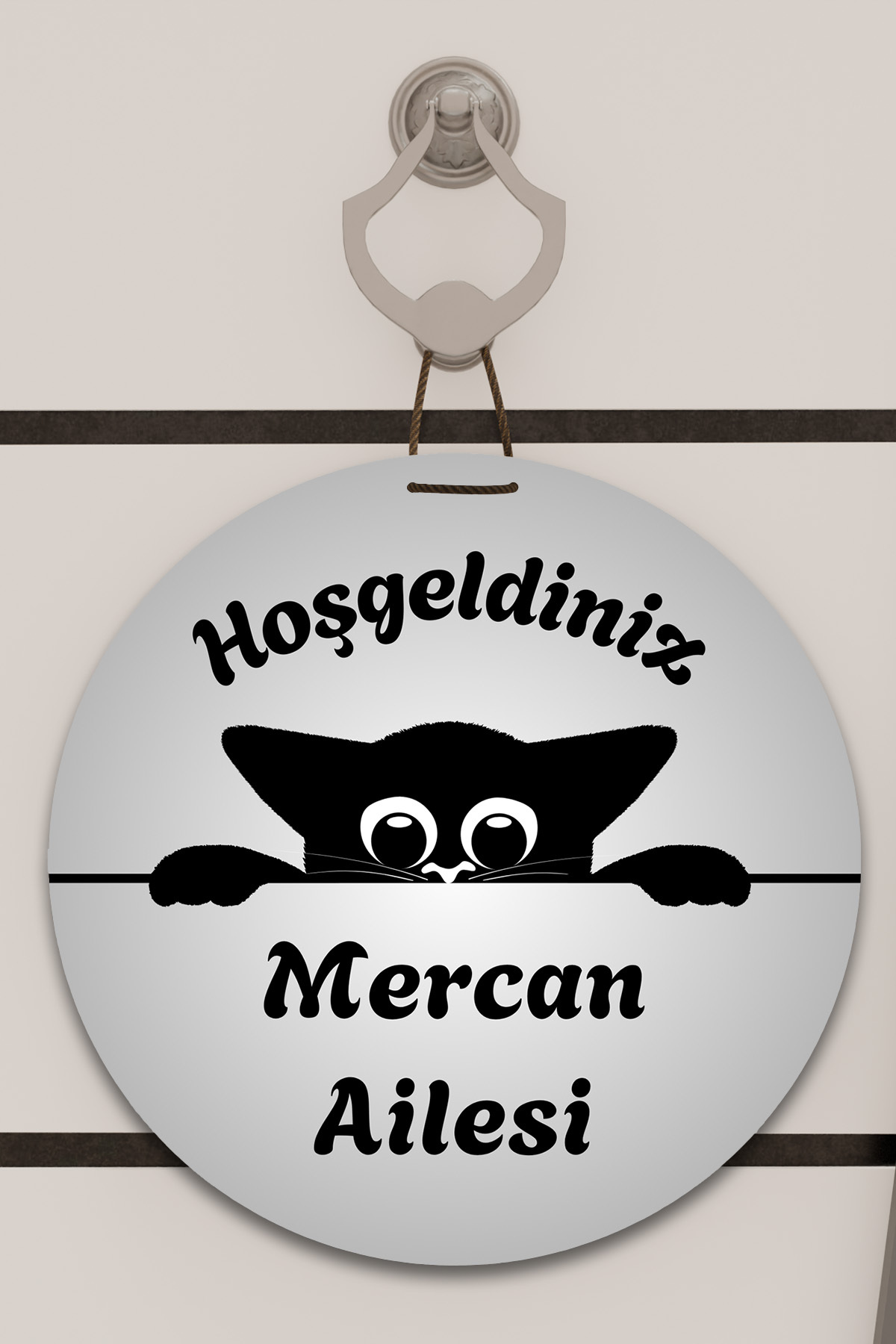 Digital Print gray, personalized cat patterned Door ornament, Wall Ornament