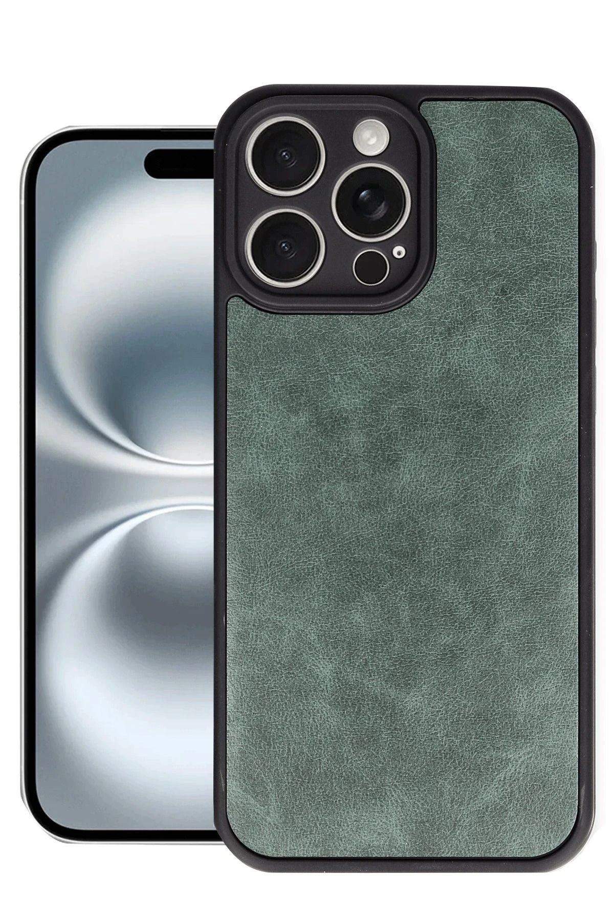 NewFace iPhone 16 Pro Max Kılıf Aras Deri Kapak - Koyu Yeşil HNZRN