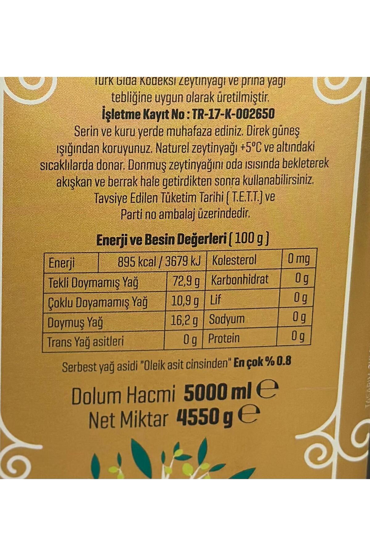 KÜLAHLI SOĞUK SIKIM ERKEN HASAT NATÜREL SIZMA ZEYTİNYAĞI 5 LT