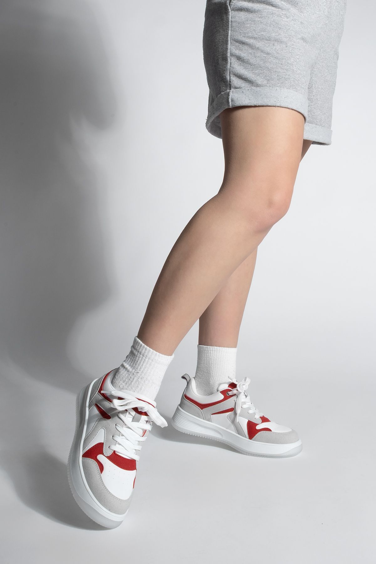 Marjin-Damskie buty sportowe Aryan Red High Sole Sneaker 4