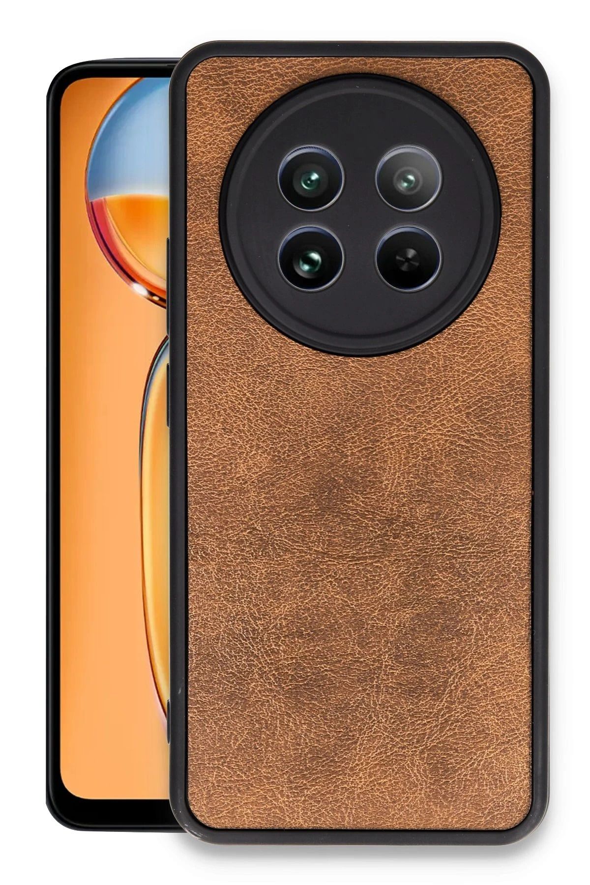NewFace Realme 12 5G Kılıf Aras Deri Kapak - Taba FERRG