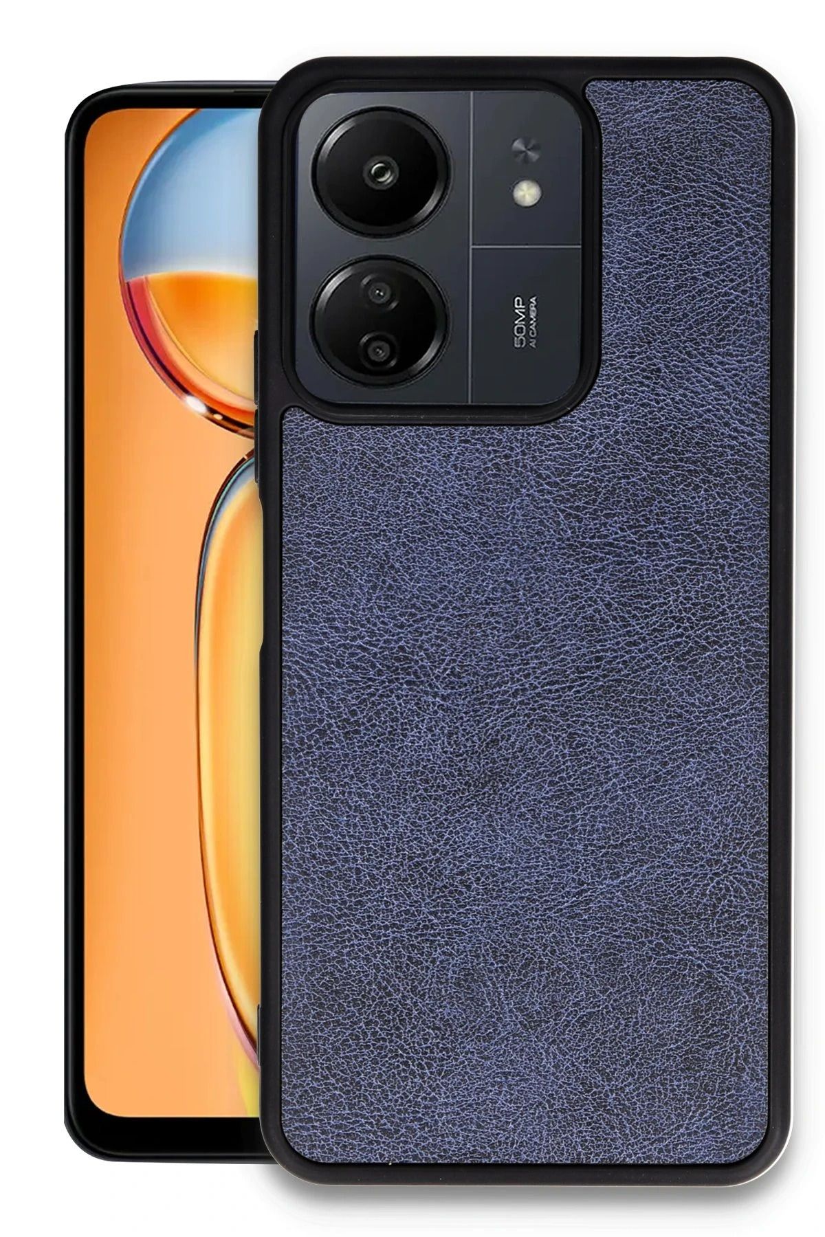 NewFace Xiaomi Redmi 13C Kılıf Aras Deri Kapak - Lacivert HNZRN
