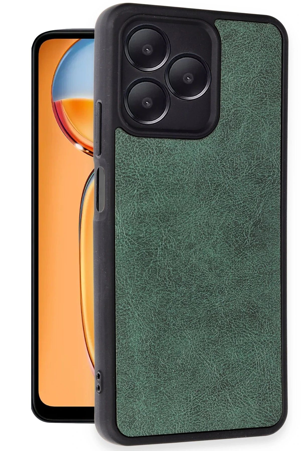 cepmoda realme NOTE 50 (4G) Telefon Kılıfı | Yerli, ince, Deri Kapak aR4Sv2 | KOYU YEŞİL