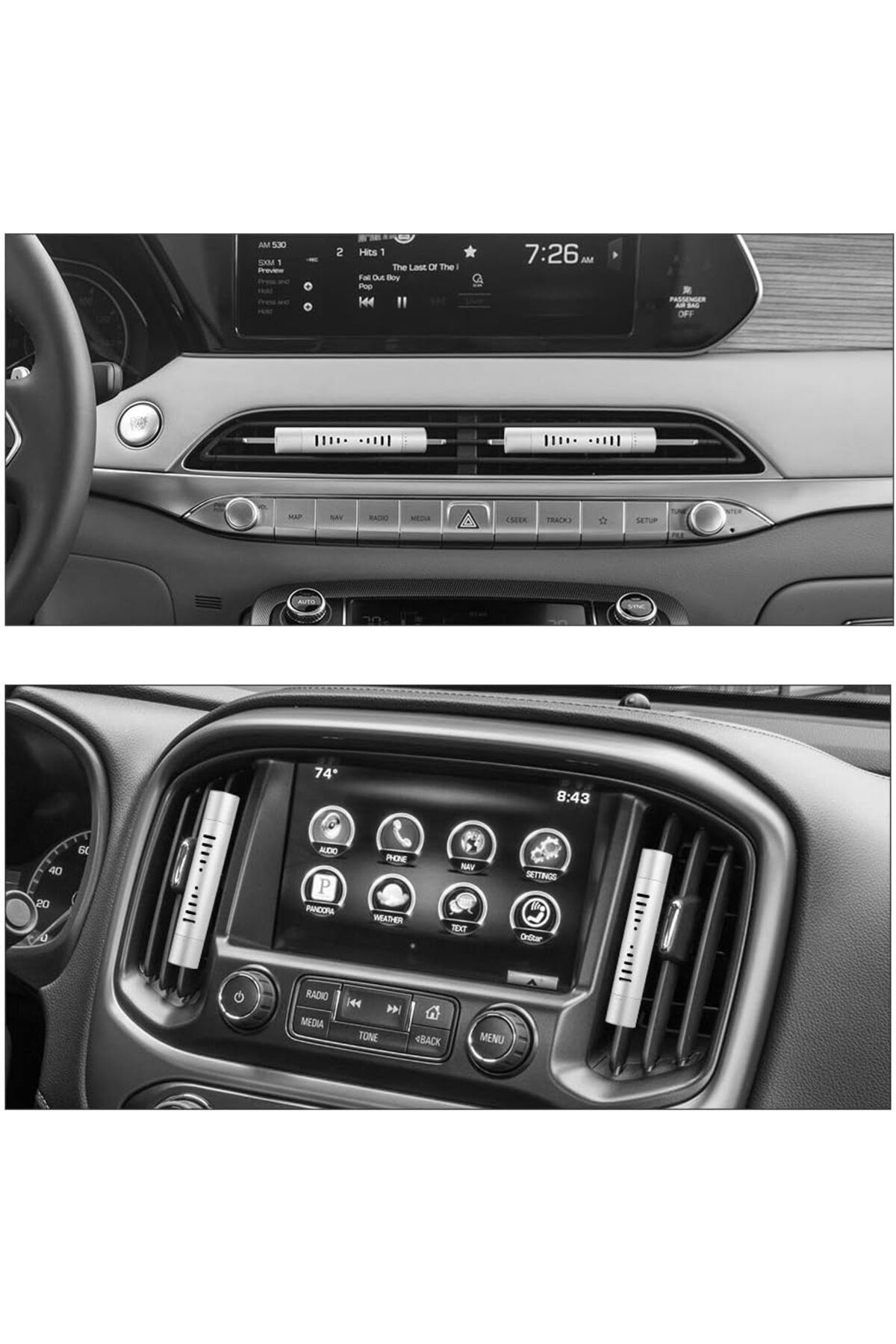 COOYA-Car Air Scents Diffuser, Vehicle Air Vent Clip with 12 Refill Sticks Silver(2 packs) 7