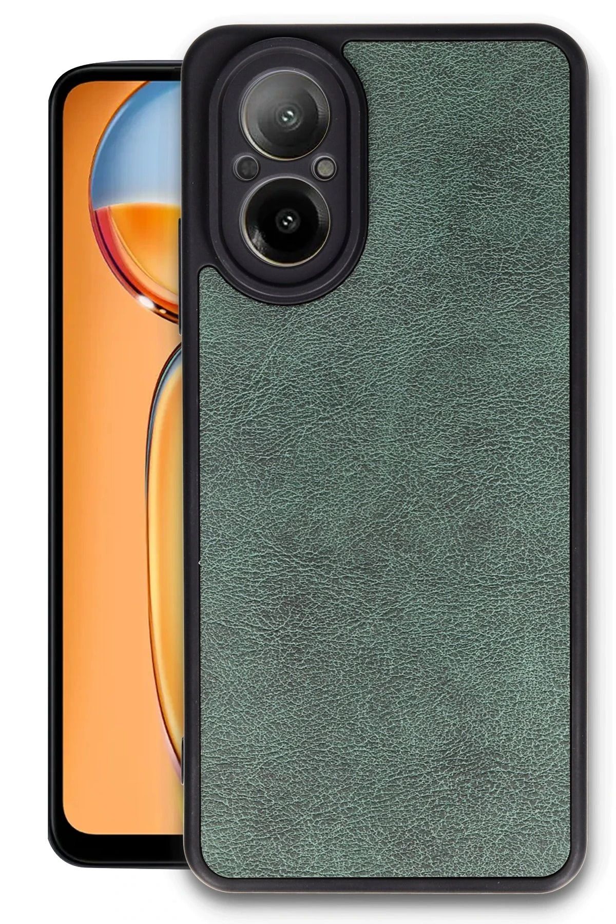 NewFace Realme 12 Lite Kılıf Aras Deri Kapak - Koyu Yeşil HNZRN
