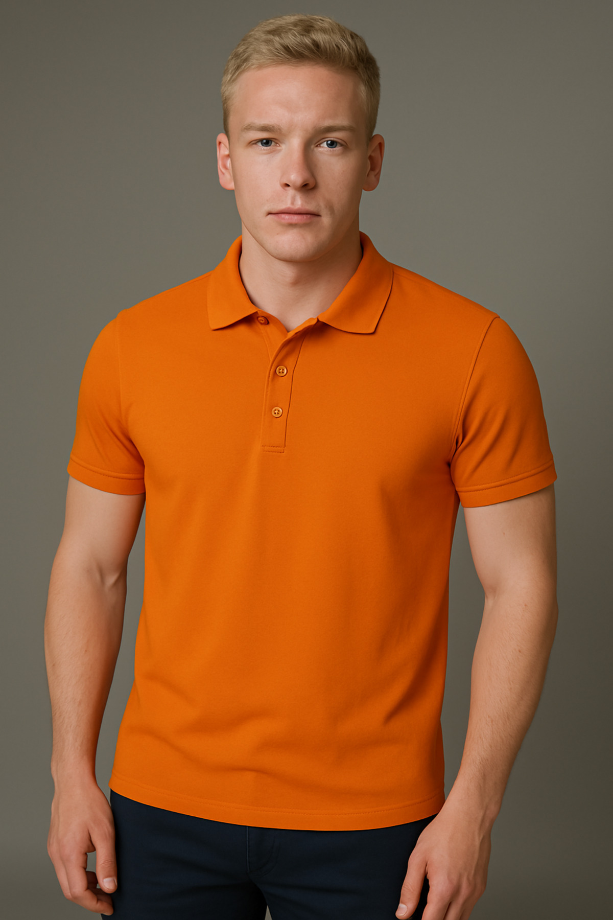 KaeLaurean-Men's Orange Polo Neck T-shirt 1
