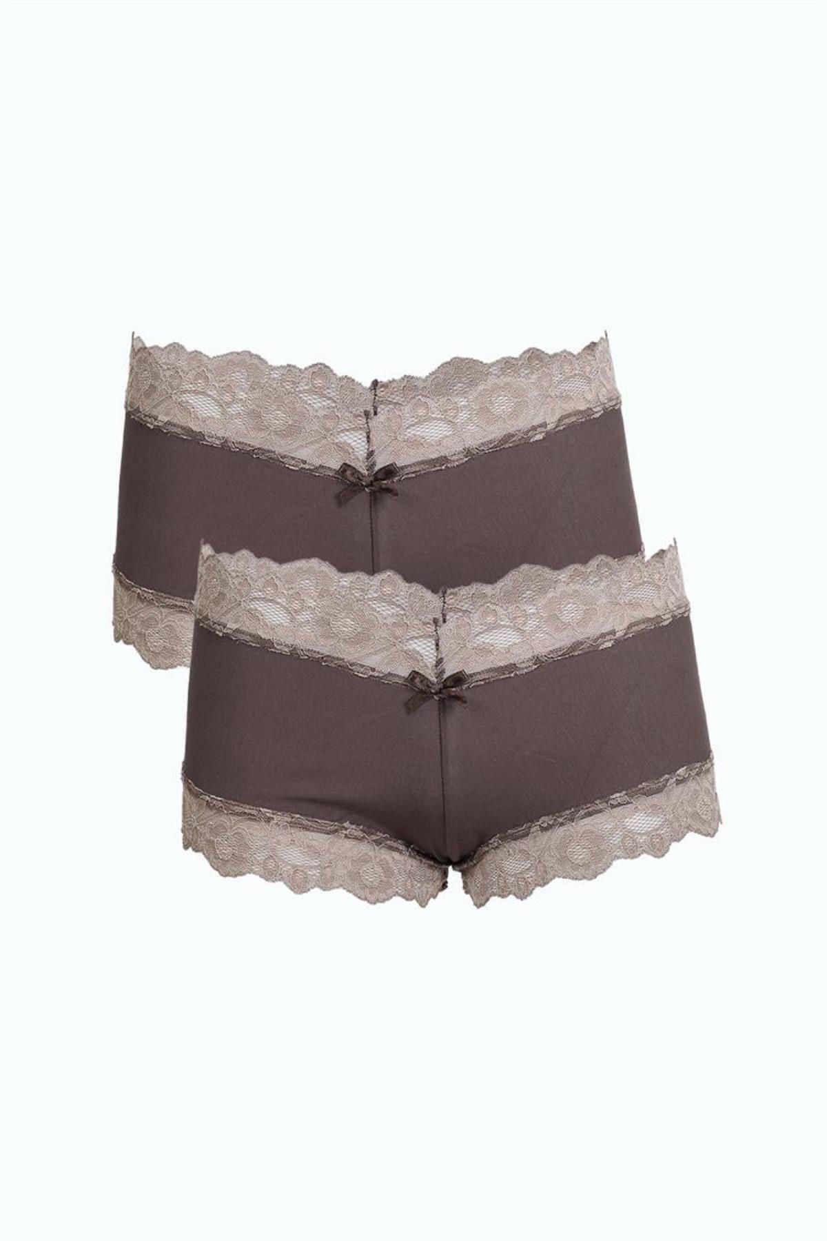 Celira Kadın Pamuklu 2li Boxer Vizon 40278