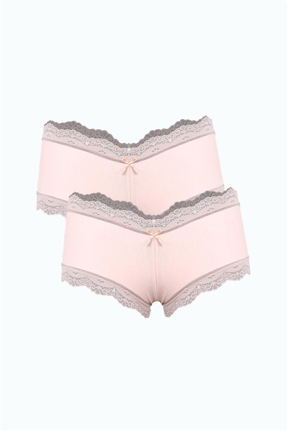 Celira Kadın Pamuklu 2li Boxer Pudra 40277