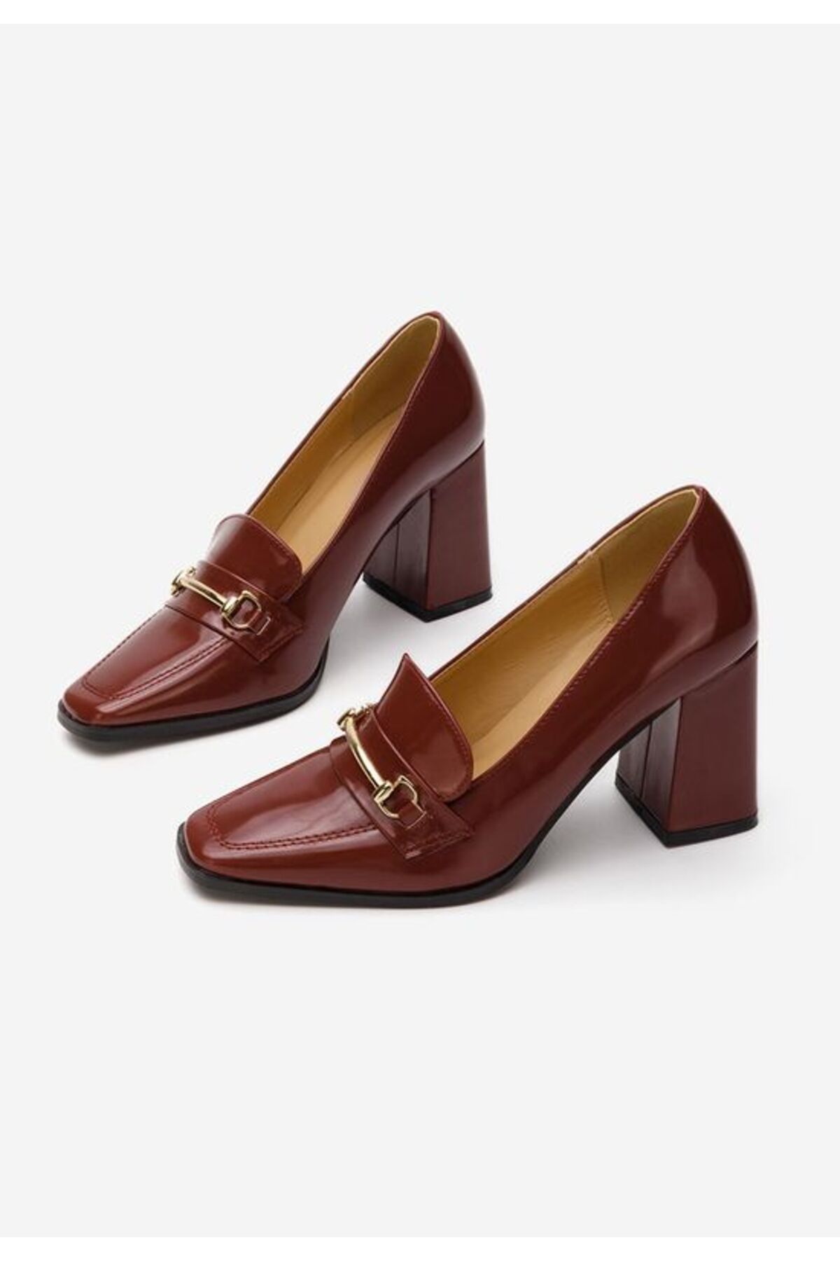 B T Shoes-Mocasini cu toc Noriana grena 4