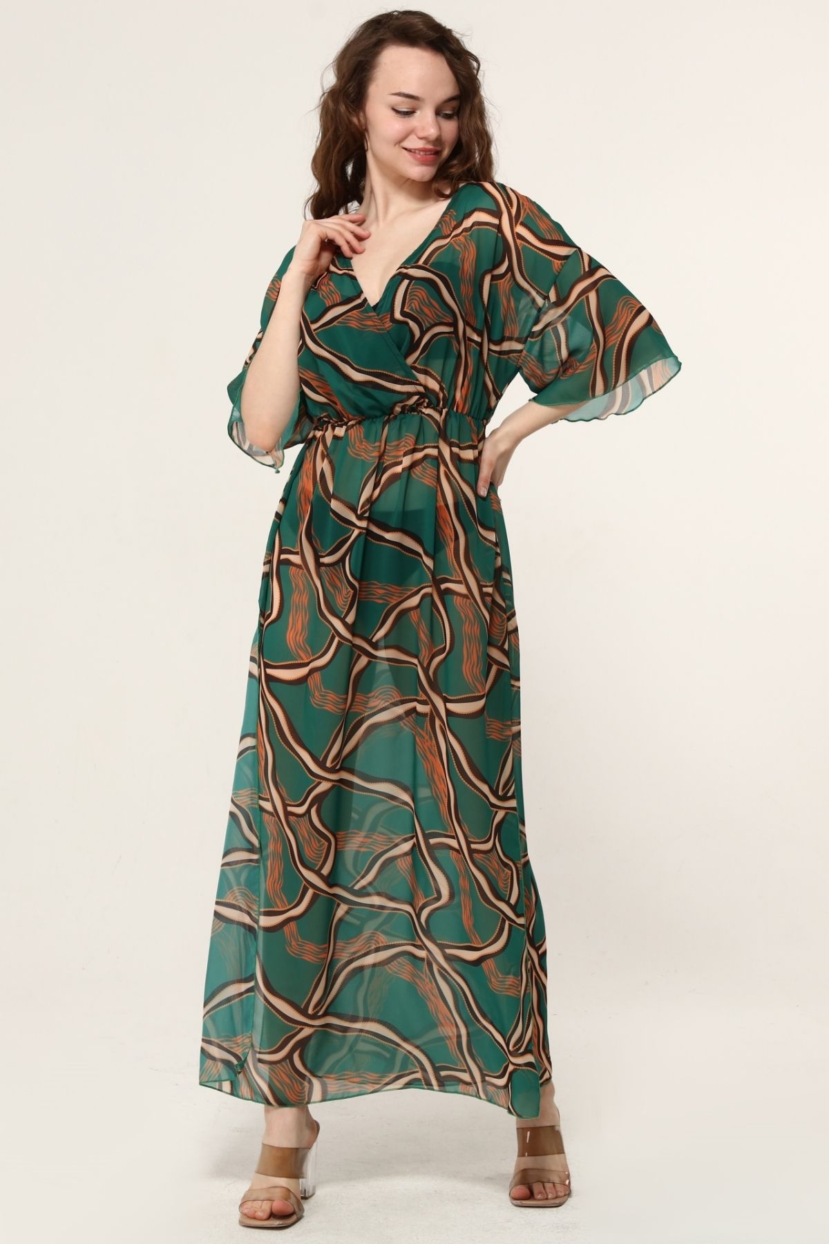 Bolder-Lolita Green Chain Pattern Beach Dress 4