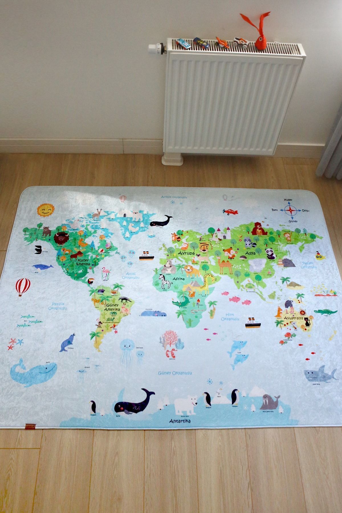 HAMUR Dünya Haritası Oyun Matı Bebek Çocuk Halısı Mavi Yenidoğan Yumuşak Aktivite Etkinlik Örtüsü fotoğrafı 4 (önizleme)
