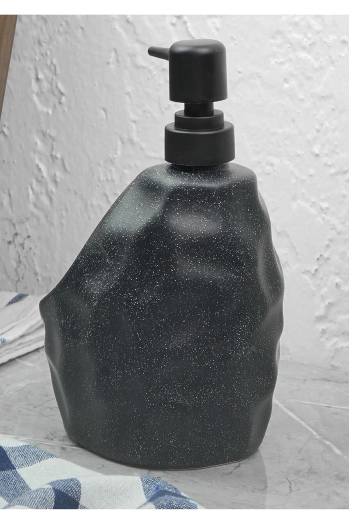 HomeTarz-Stone Patterned Liquid Soap Dispenser - Kitchen Soap Dispenser with Sponge Chamber - 700 ml - Pebble Pattern 3