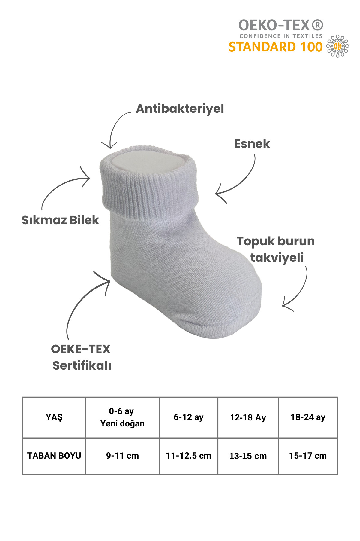 Akface 5 Çift Organik Pamuk -TERLETMEZ- Unisex Yenidoğan Ve Bebek Çorabı 0-24 Ay fotoğrafı 3 (önizleme)