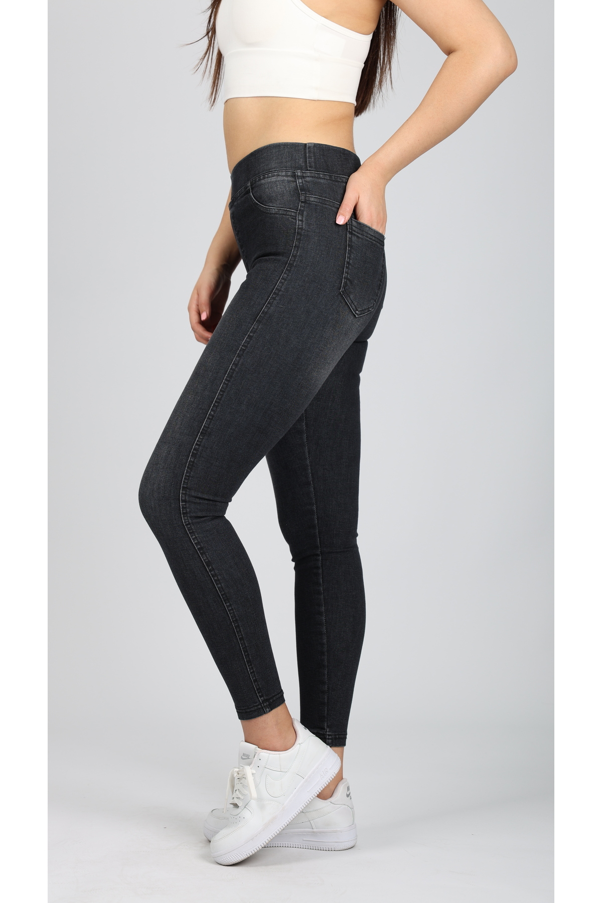 GÜLİZİM BUTİK  Kadın Kot Pantolon Beli Lastikli Yüksek Bel Likralı Büyük-Küçük Beden Jeans - Görsel 5