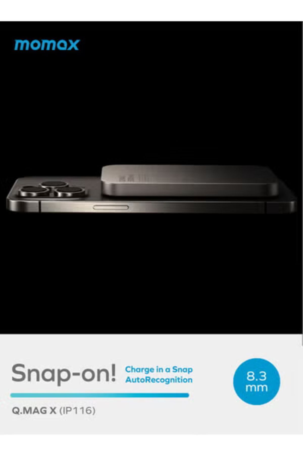 Momax-حزمة بطارية لاسلكية مغناطيسية Q.Mag X بسعة 5000 مللي أمبير/ساعة، منفذ USB-C، مخرج PD حتى 15 وات - رمادي تيتانيوم 3