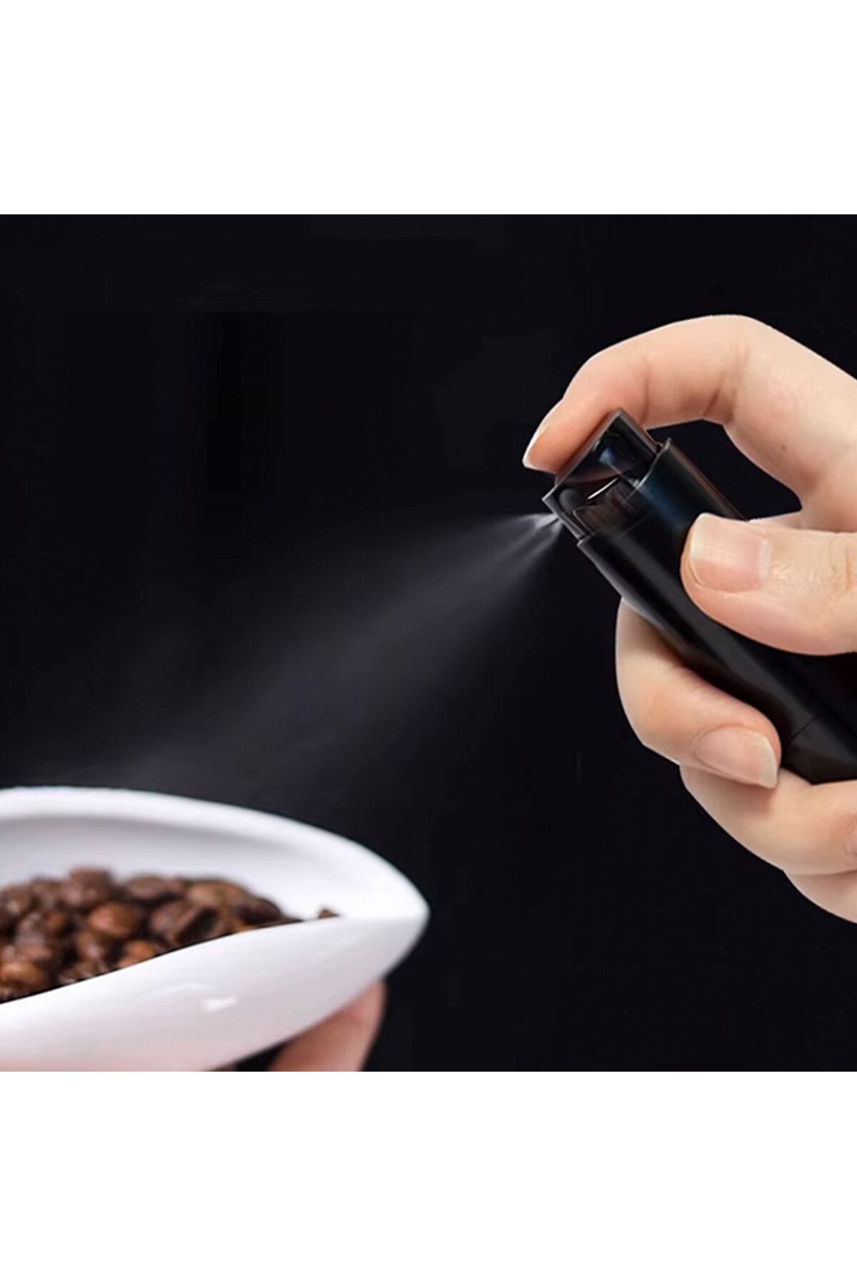 MIBRU-Coffee Bean Spray Bottle – Black Aluminum Refillable Moisturizing Sprayer (9.8x2.3cm) 5