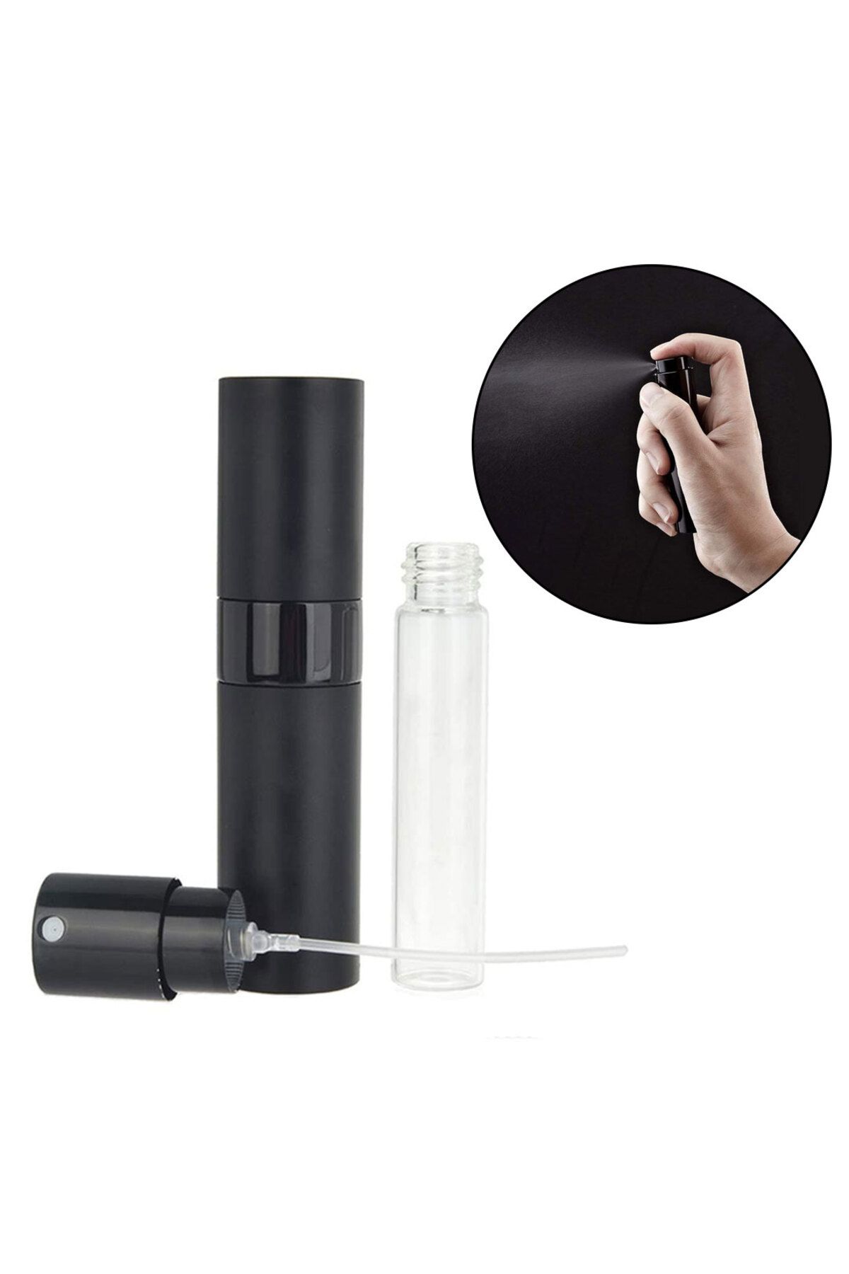 MIBRU-Coffee Bean Spray Bottle – Black Aluminum Refillable Moisturizing Sprayer (9.8x2.3cm) 3