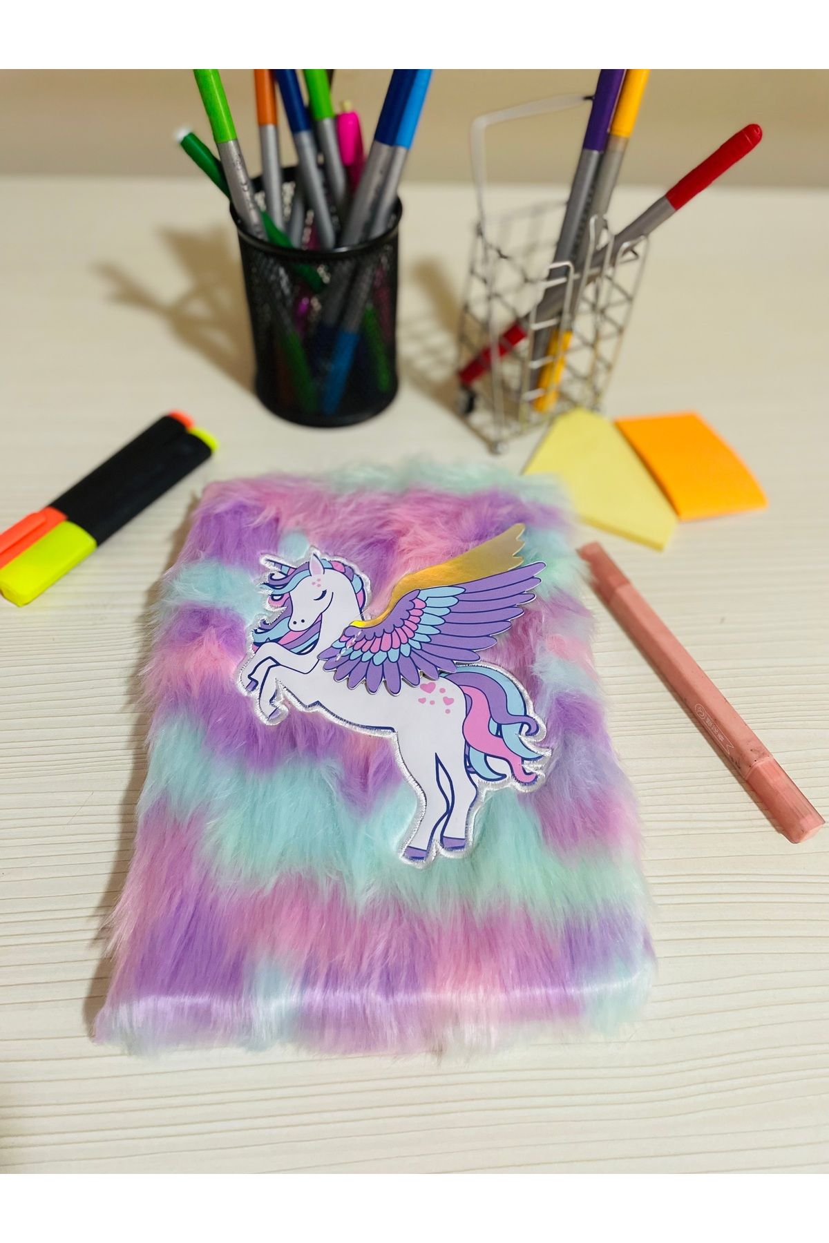 My Easy Shop-Soft Unicorn Plush Notebook - Embossed and Lined 1
